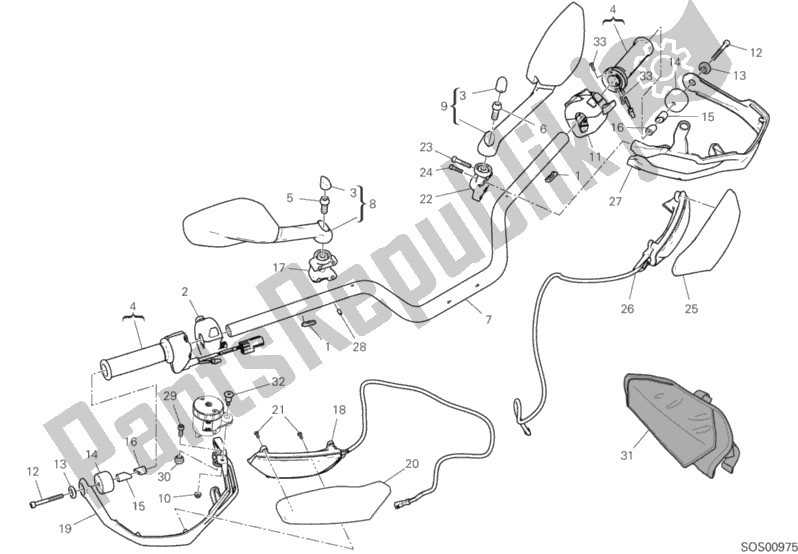 Tutte le parti per il Manubrio del Ducati Multistrada 1260 Enduro Touring USA 2020